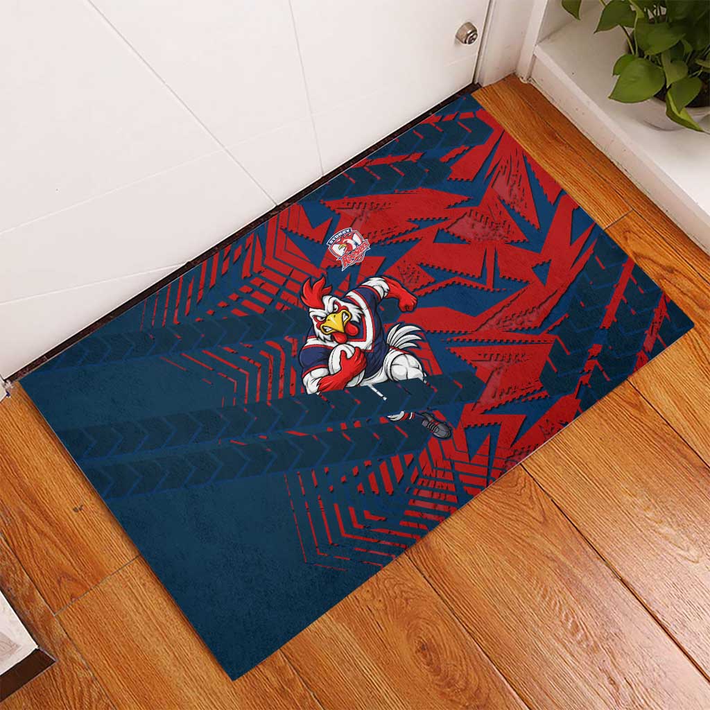 Sydney Roosters Rugby Rubber Doormat Fierce Mascot Geometric Tribal Art