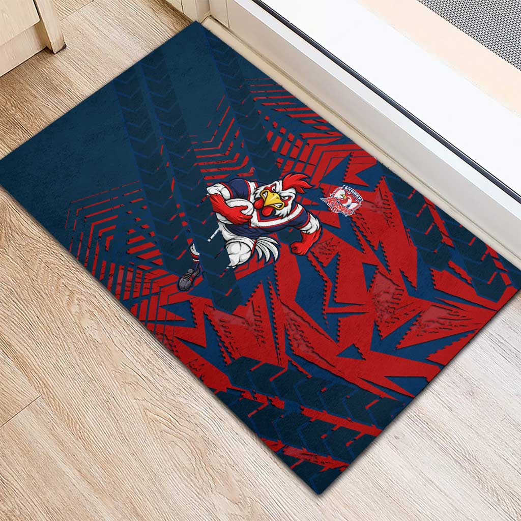 Sydney Roosters Rugby Rubber Doormat Fierce Mascot Geometric Tribal Art
