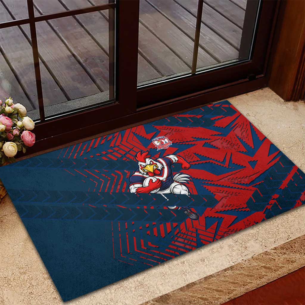 Sydney Roosters Rugby Rubber Doormat Fierce Mascot Geometric Tribal Art