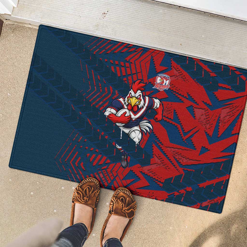 Sydney Roosters Rugby Rubber Doormat Fierce Mascot Geometric Tribal Art