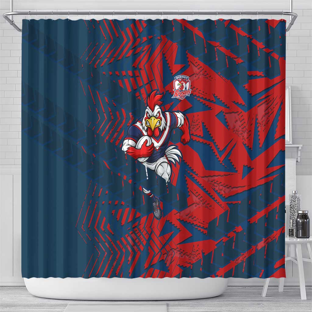 Sydney Roosters Rugby Shower Curtain Fierce Mascot Geometric Tribal Art