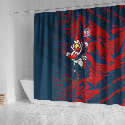 Sydney Roosters Rugby Shower Curtain Fierce Mascot Geometric Tribal Art