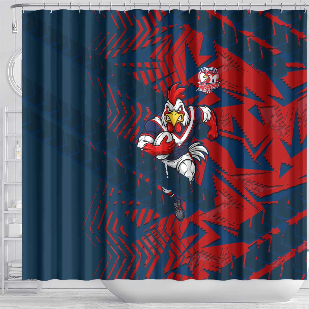 Sydney Roosters Rugby Shower Curtain Fierce Mascot Geometric Tribal Art