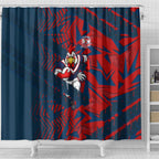 Sydney Roosters Rugby Shower Curtain Fierce Mascot Geometric Tribal Art