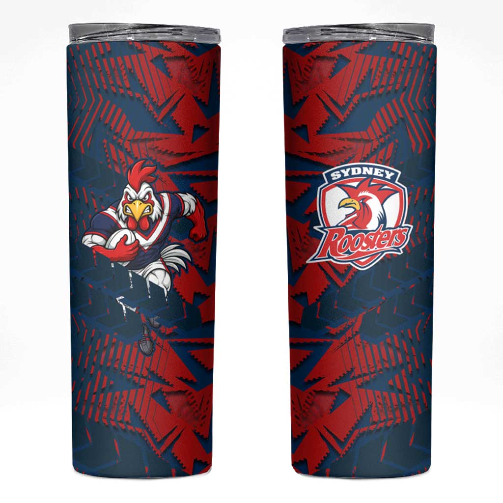 Sydney Roosters Rugby Skinny Tumbler Fierce Mascot Geometric Tribal Art