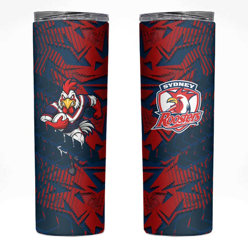 Sydney Roosters Rugby Skinny Tumbler Fierce Mascot Geometric Tribal Art