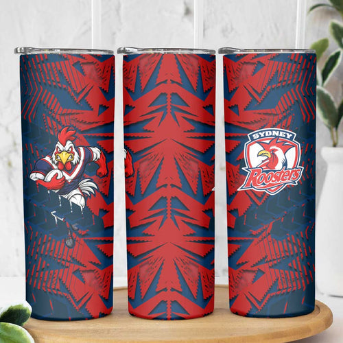 Sydney Roosters Rugby Skinny Tumbler Fierce Mascot Geometric Tribal Art