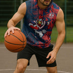 Sydney Roosters Rugby Sleeveless Hoodie Fierce Mascot Geometric Tribal Art