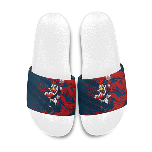 Sydney Roosters Rugby Slide Sandals Fierce Mascot Geometric Tribal Art