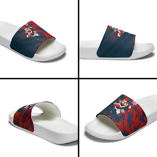 Sydney Roosters Rugby Slide Sandals Fierce Mascot Geometric Tribal Art