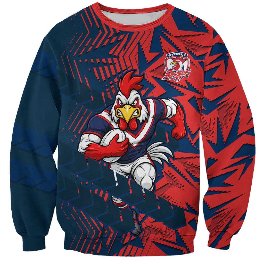 Sydney Roosters Rugby Sweatshirt Fierce Mascot Geometric Tribal Art