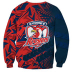 Sydney Roosters Rugby Sweatshirt Fierce Mascot Geometric Tribal Art