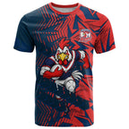 Sydney Roosters Rugby T Shirt Fierce Mascot Geometric Tribal Art