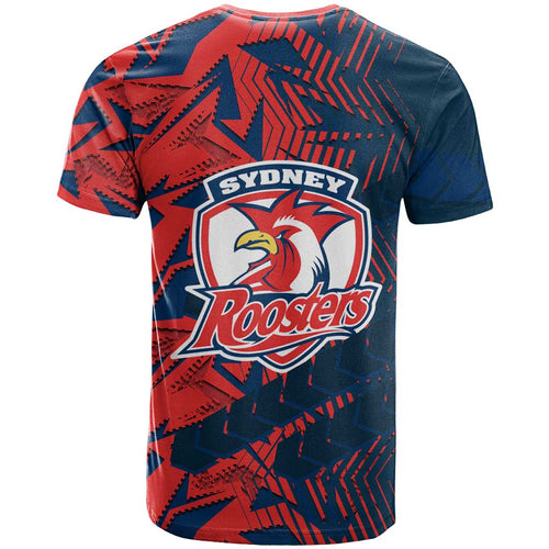 Sydney Roosters Rugby T Shirt Fierce Mascot Geometric Tribal Art