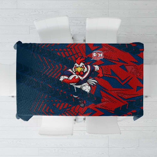 Sydney Roosters Rugby Tablecloth Fierce Mascot Geometric Tribal Art