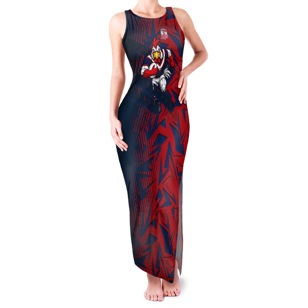 Sydney Roosters Rugby Tank Maxi Dress Fierce Mascot Geometric Tribal Art