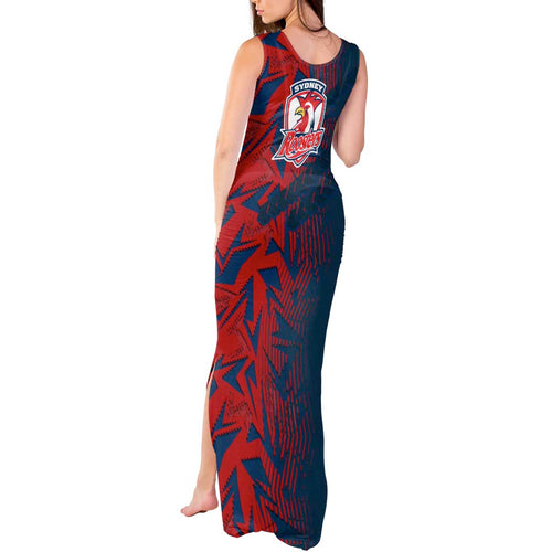 Sydney Roosters Rugby Tank Maxi Dress Fierce Mascot Geometric Tribal Art