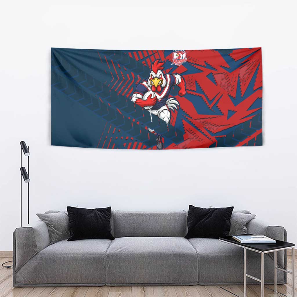 Sydney Roosters Rugby Tapestry Fierce Mascot Geometric Tribal Art