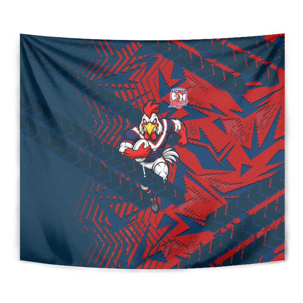 Sydney Roosters Rugby Tapestry Fierce Mascot Geometric Tribal Art