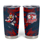 Sydney Roosters Rugby Tumbler Cup Fierce Mascot Geometric Tribal Art
