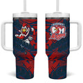 Sydney Roosters Rugby Tumbler With Handle Fierce Mascot Geometric Tribal Art