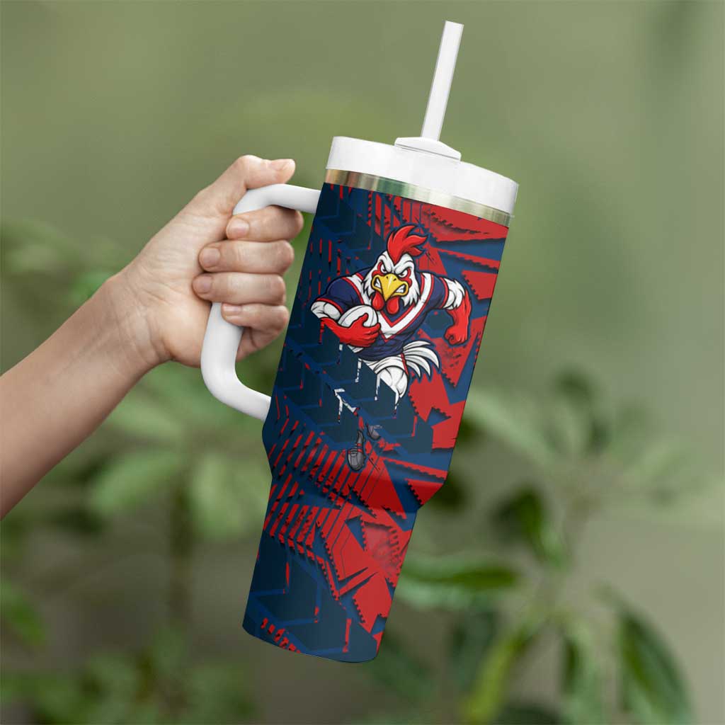 Sydney Roosters Rugby Tumbler With Handle Fierce Mascot Geometric Tribal Art