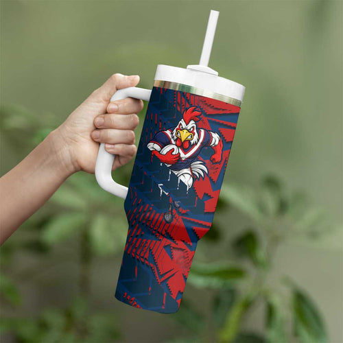 Sydney Roosters Rugby Tumbler With Handle Fierce Mascot Geometric Tribal Art