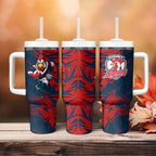 Sydney Roosters Rugby Tumbler With Handle Fierce Mascot Geometric Tribal Art