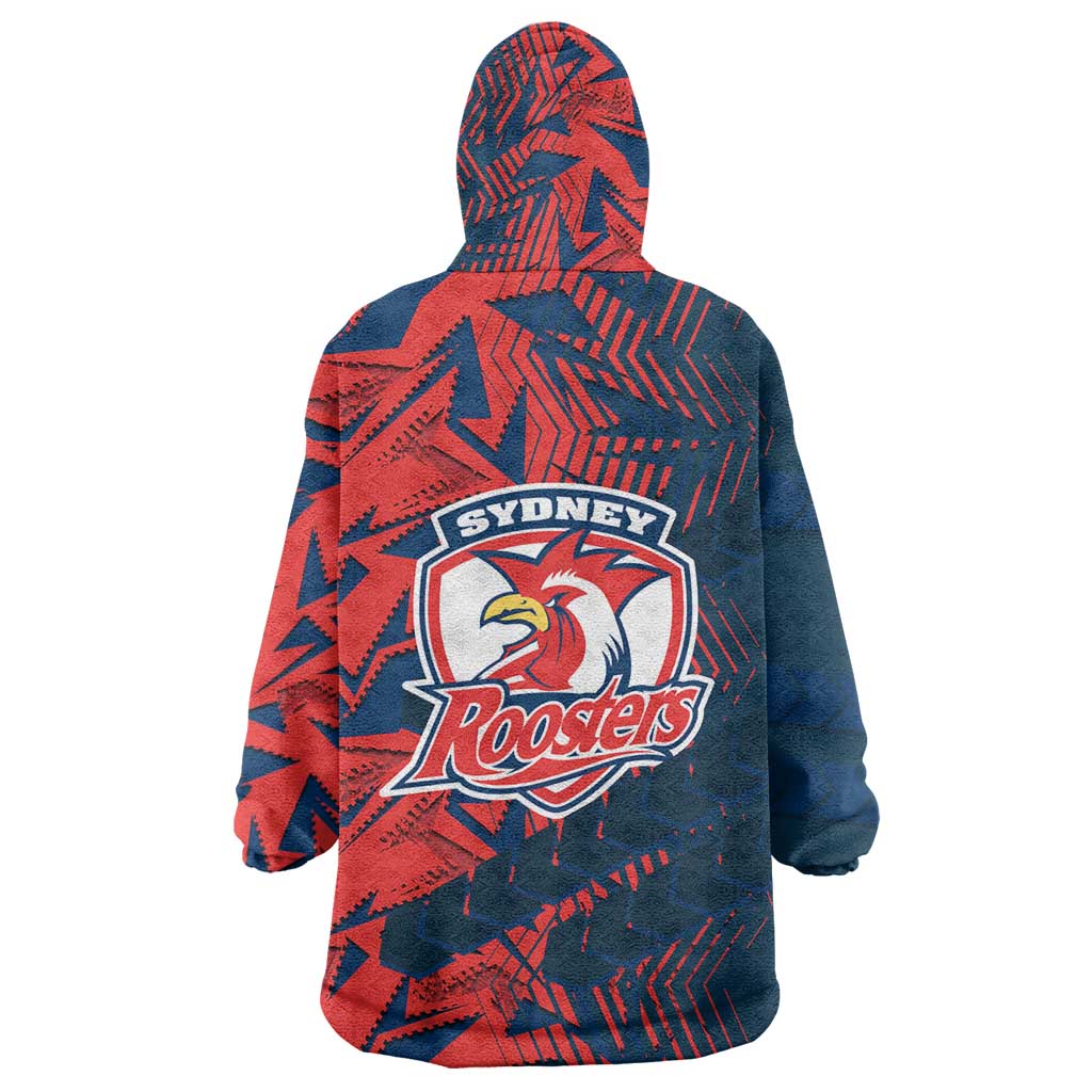Sydney Roosters Rugby Wearable Blanket Hoodie Fierce Mascot Geometric Tribal Art