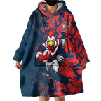 Sydney Roosters Rugby Wearable Blanket Hoodie Fierce Mascot Geometric Tribal Art