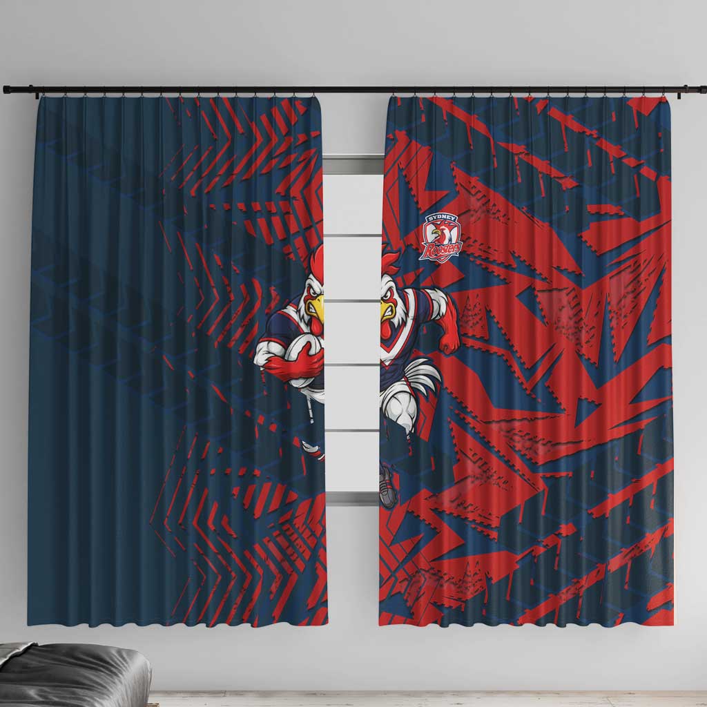 Sydney Roosters Rugby Window Curtain Fierce Mascot Geometric Tribal Art