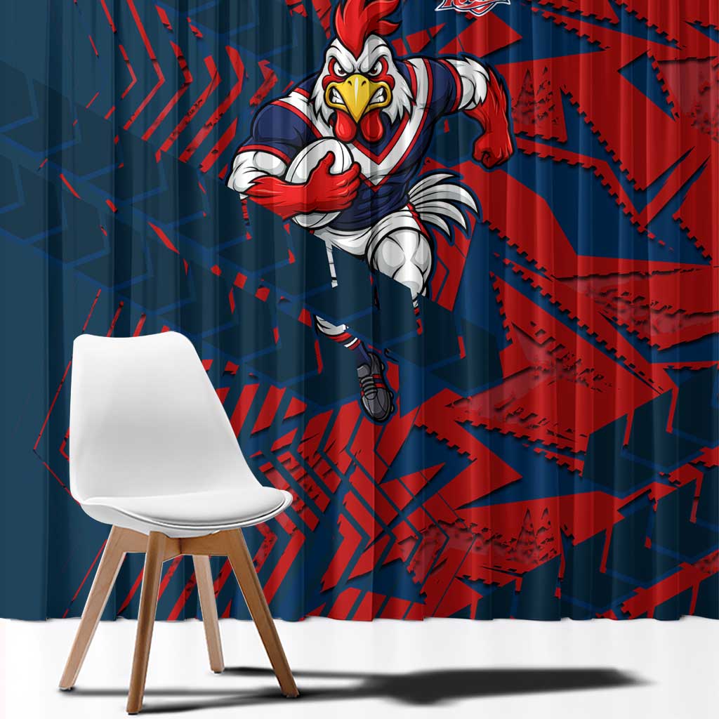 Sydney Roosters Rugby Window Curtain Fierce Mascot Geometric Tribal Art