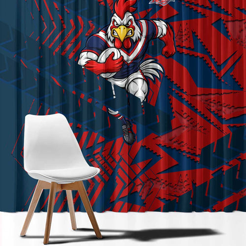 Sydney Roosters Rugby Window Curtain Fierce Mascot Geometric Tribal Art
