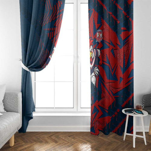 Sydney Roosters Rugby Window Curtain Fierce Mascot Geometric Tribal Art