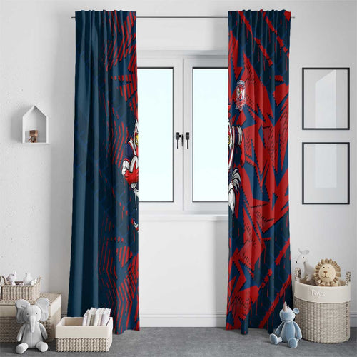 Sydney Roosters Rugby Window Curtain Fierce Mascot Geometric Tribal Art
