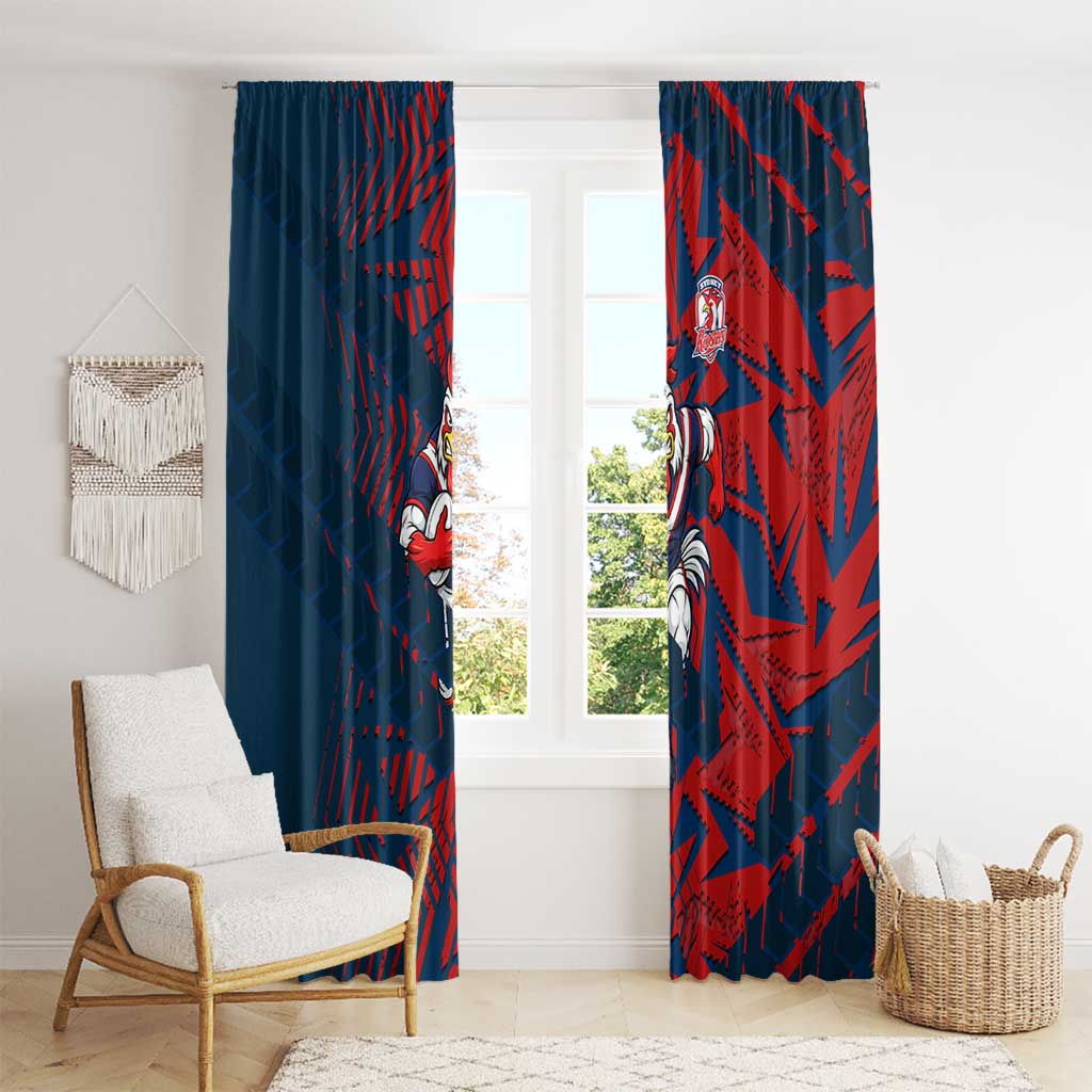 Sydney Roosters Rugby Window Curtain Fierce Mascot Geometric Tribal Art