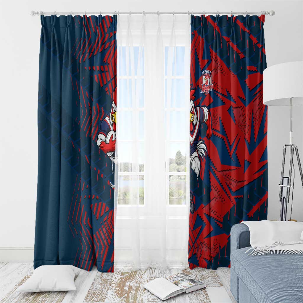 Sydney Roosters Rugby Window Curtain Fierce Mascot Geometric Tribal Art