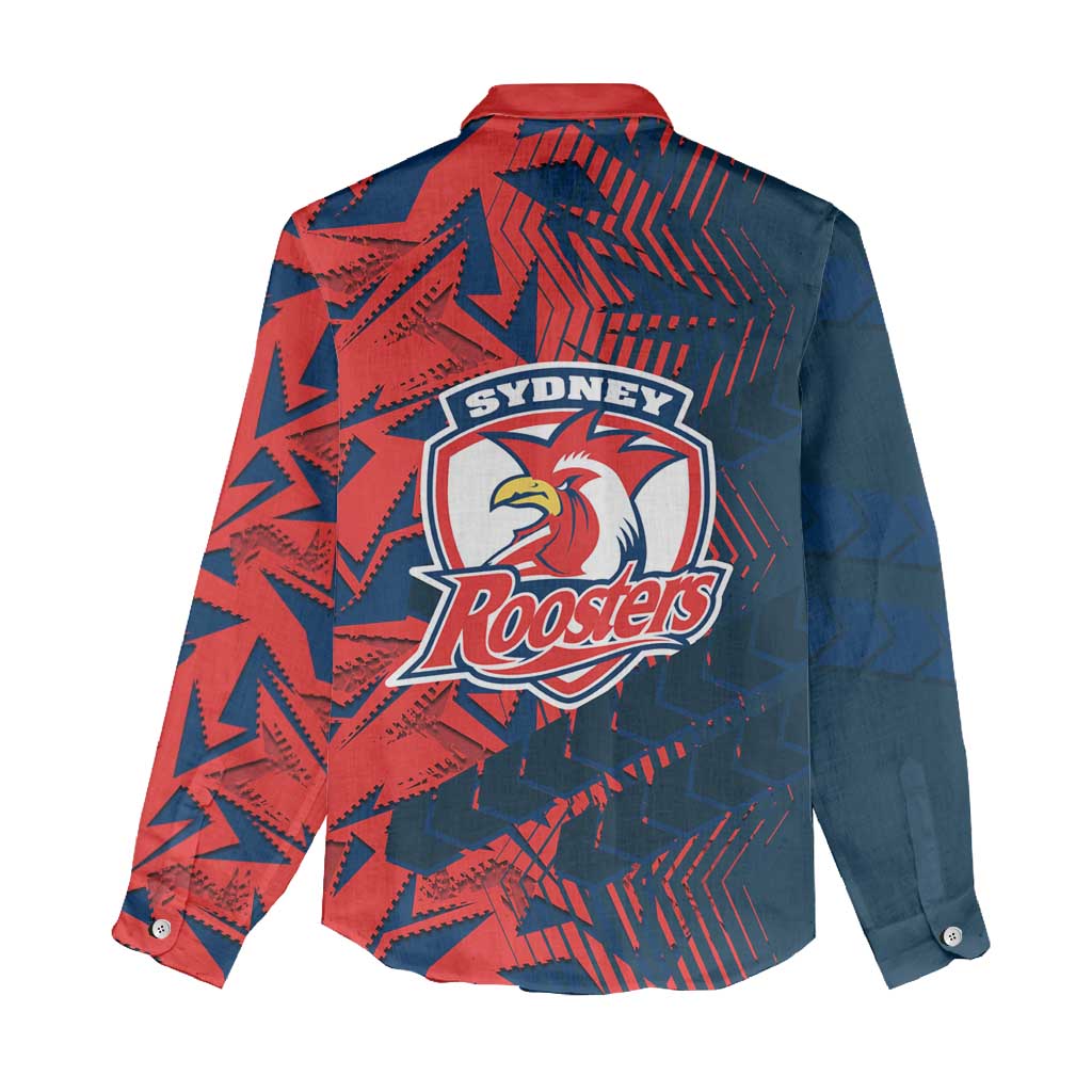 Sydney Roosters Rugby Women Casual Shirt Fierce Mascot Geometric Tribal Art