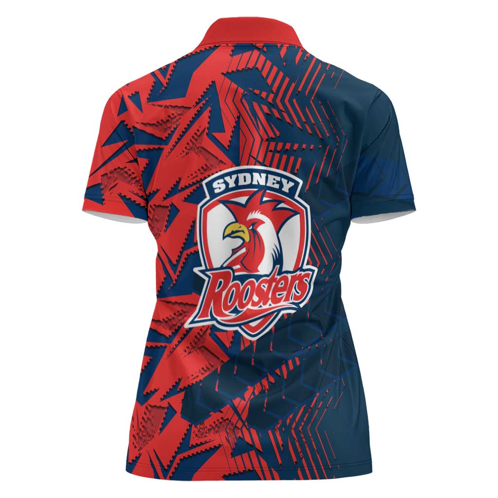Sydney Roosters Rugby Women Polo Shirt Fierce Mascot Geometric Tribal Art