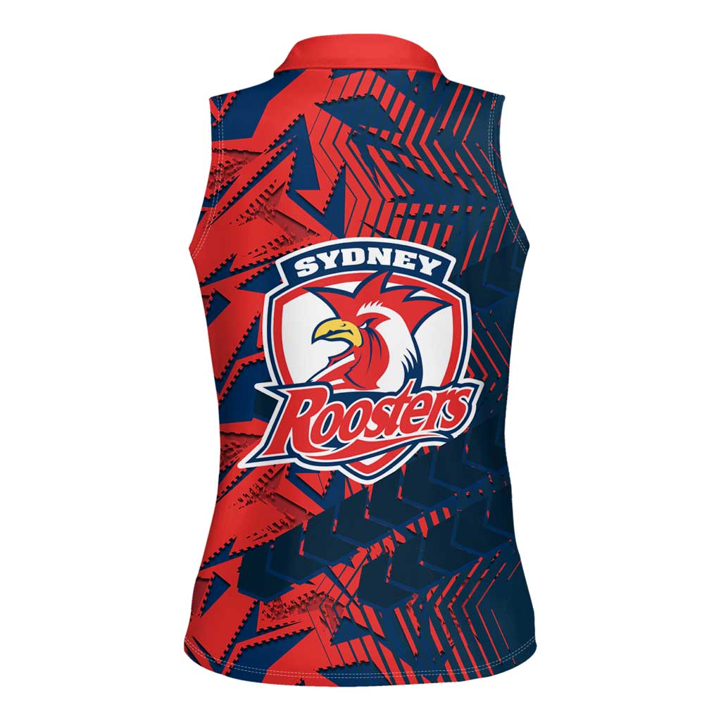 Sydney Roosters Rugby Women Sleeveless Polo Shirt Fierce Mascot Geometric Tribal Art