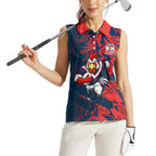 Sydney Roosters Rugby Women Sleeveless Polo Shirt Fierce Mascot Geometric Tribal Art