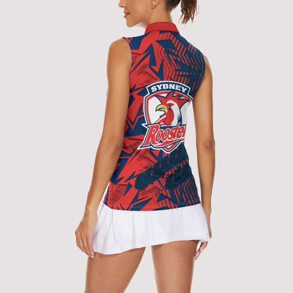 Sydney Roosters Rugby Women Sleeveless Polo Shirt Fierce Mascot Geometric Tribal Art