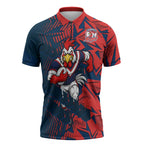 Sydney Roosters Rugby Zipper Polo Shirt Fierce Mascot Geometric Tribal Art
