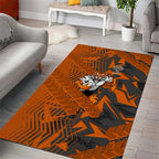 Wests Tigers Rugby Area Rug Fierce Mascot Geometric Tribal Art
