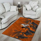 Wests Tigers Rugby Area Rug Fierce Mascot Geometric Tribal Art