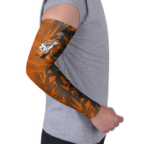 Wests Tigers Rugby Arm Sleeves Fierce Mascot Geometric Tribal Art