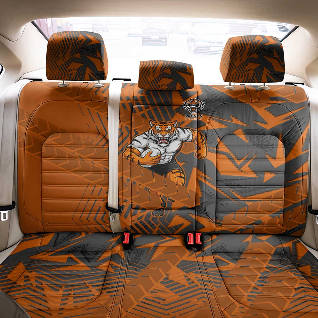 Wests Tigers Rugby Back Car Seat Cover Fierce Mascot Geometric Tribal Art