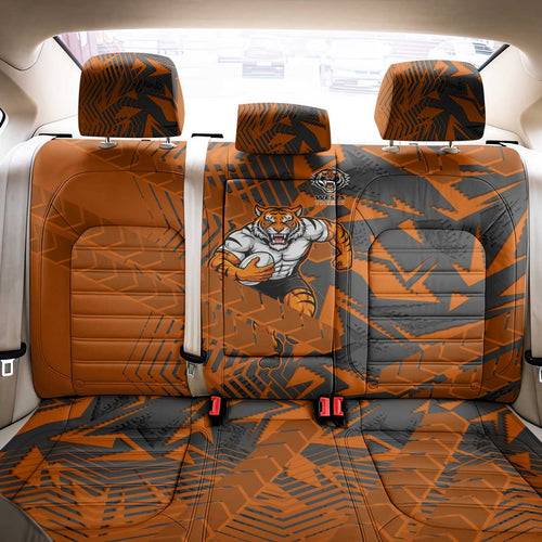 Wests Tigers Rugby Back Car Seat Cover Fierce Mascot Geometric Tribal Art