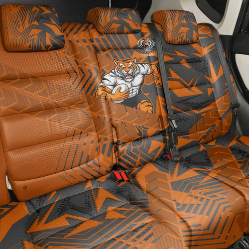 Wests Tigers Rugby Back Car Seat Cover Fierce Mascot Geometric Tribal Art