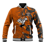 Wests Tigers Rugby Baseball Jacket Fierce Mascot Geometric Tribal Art